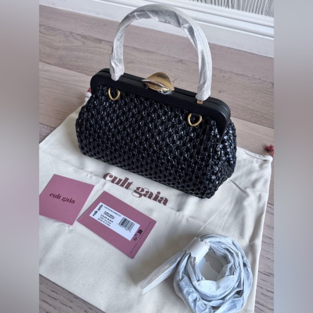 NEW CULT GAIA ZUMA CROSSBODY BAG $498 Black Woven Leather